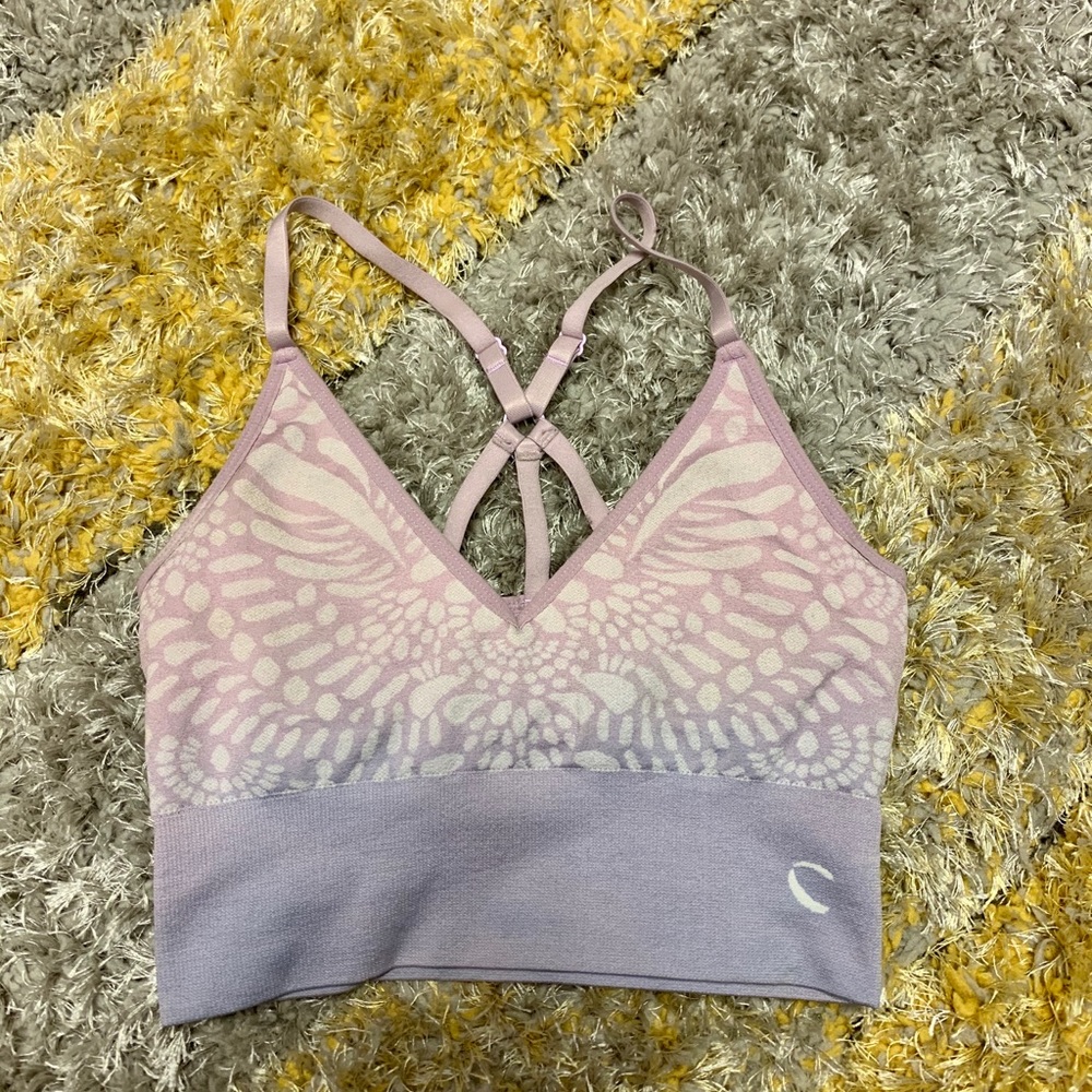 Pink and Lavender Butterfly-Pattern Bra Top